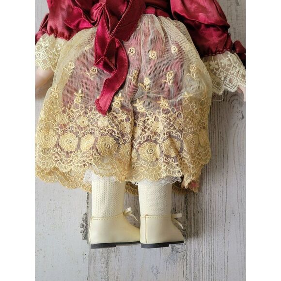 Marian Yu red dress flower lace porcelain doll girl - Picture 9 of 12